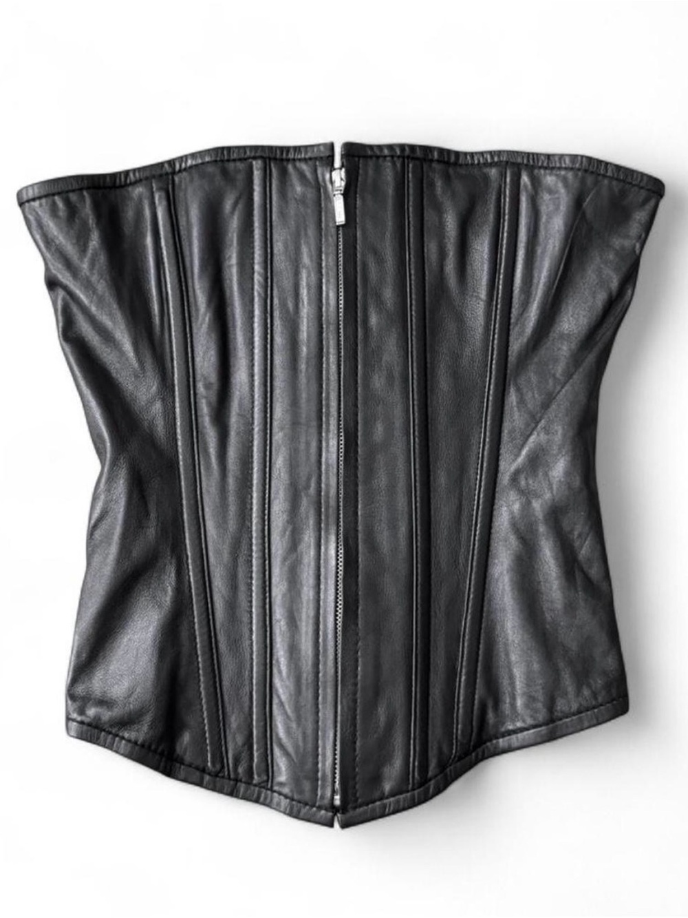 NWT Over Bust Black authentic Leather Corset L